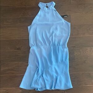 Elegant Blue Halter Dress